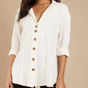 FREE PEOPLE All About The Feels Ivory Blouse